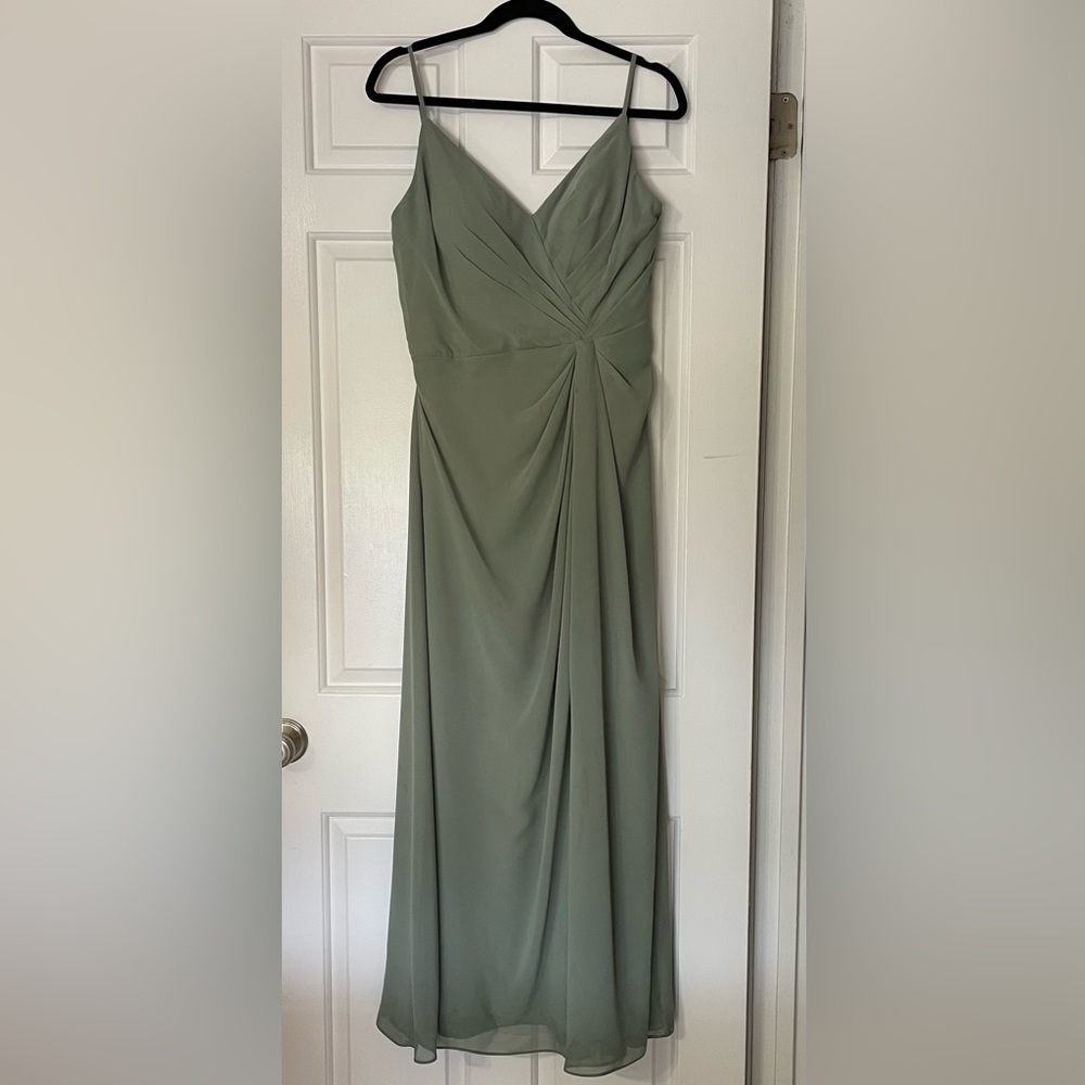 Morilee spaghetti strap sage green bridesmaid / formal dress
